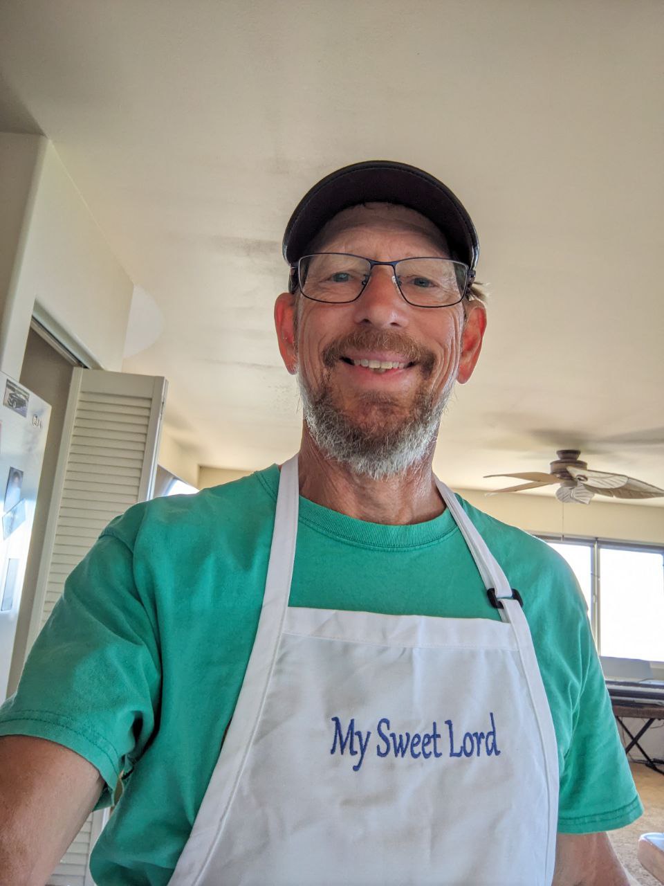 Greg in My Sweet Lord apron